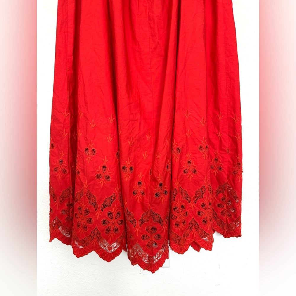 Self-Portrait Broderie Embroidered Lace Red Midi‎ Dress size 6 - Picture 13 of 16